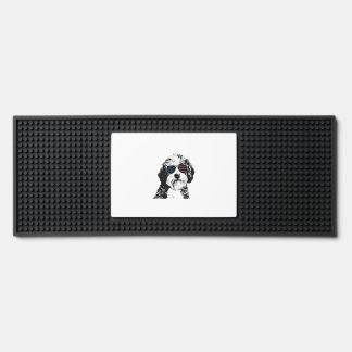Aussiedoodle Dog 4th July America USA Flag  Bar Mat