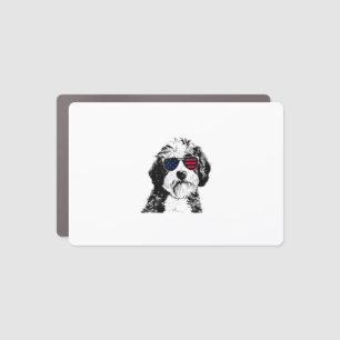 Aussiedoodle Dog 4th July America USA Flag Car Magnet