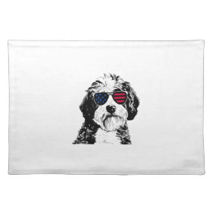 Aussiedoodle Dog 4th July America USA Flag Cloth Placemat
