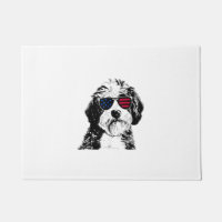 Aussiedoodle Dog 4th July America USA Flag