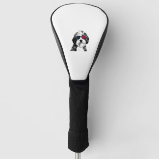 Aussiedoodle Dog 4th July America USA Flag  Golf Head Cover