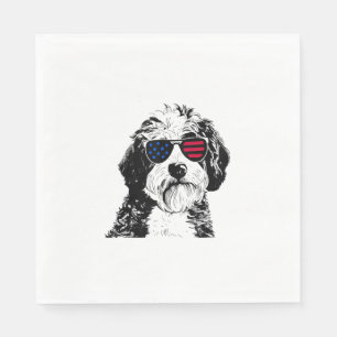 Aussiedoodle Dog 4th July America USA Flag Napkins