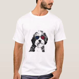Aussiedoodle Dog 4th July America USA Flag T-Shirt