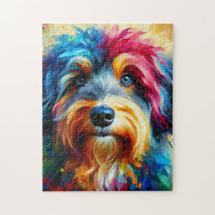 Aussiedoodle Dog Acrylic Print Colorful Jigsaw Puzzle