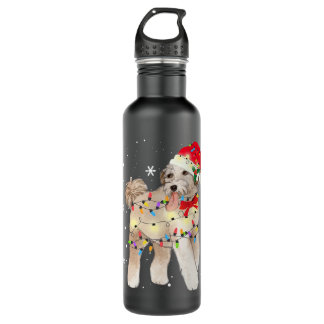 Aussiedoodle Dog Christmas Light Xmas Mom Dad Gift Stainless Steel Water Bottle
