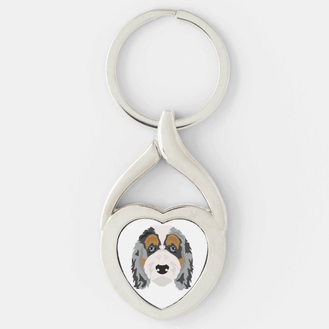 Aussiedoodle dog mix keychain (Front)