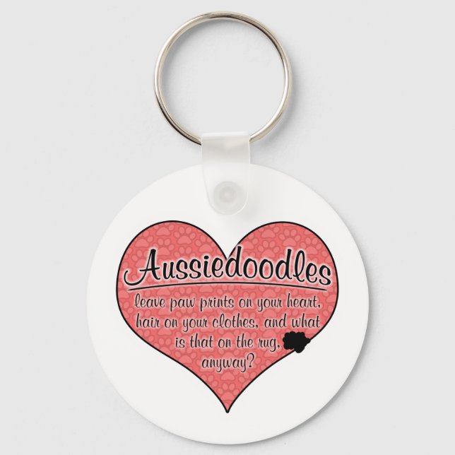 Aussiedoodle Paw Prints Dog Humor Keychain (Front)