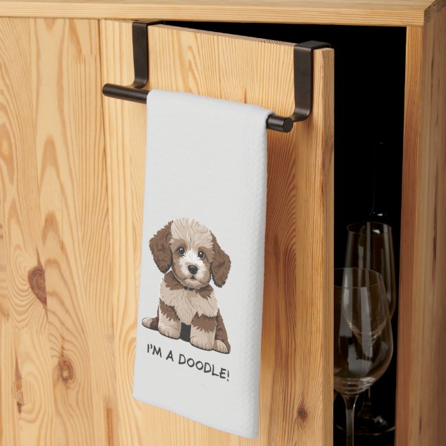 Aussiedoodle Puppy "I'm a Doodle" cute Kitchen Towel (Thirds Fold)