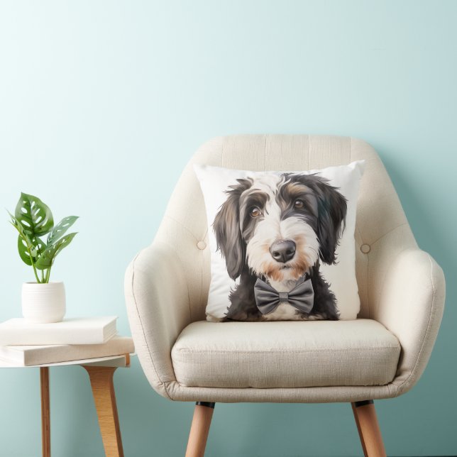 Aussiedoodle Throw Pillow (Chair)