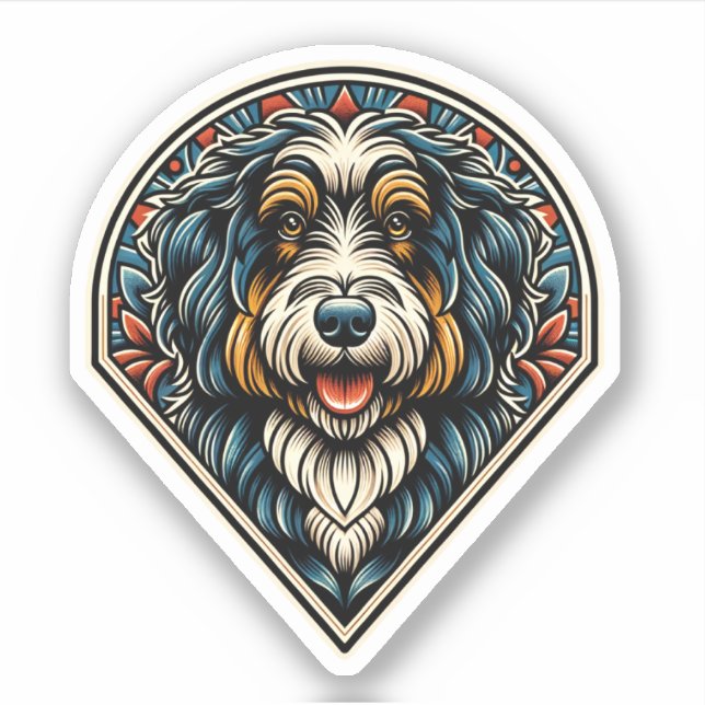 Aussiedoodle Vinyl Waterproof Dog Sticker (Front)