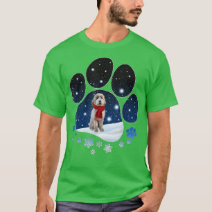 Aussiedoodle Winter Snow Paw Dogs Christmas  T-Shirt