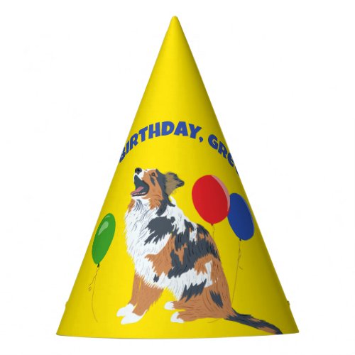 Aussies Australian Shepherd and Party Balloons Party Hat