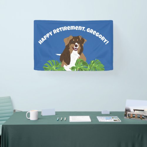 Aussies Australian Shepherd Dog Tropical Leaves Banner