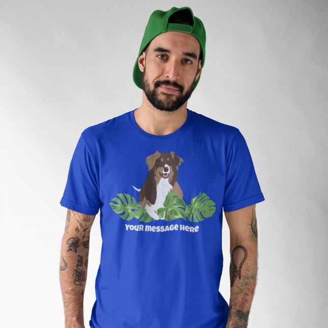 Aussies Australian Shepherd Dog Tropical Leaves T-Shirt (Creator Uploaded)