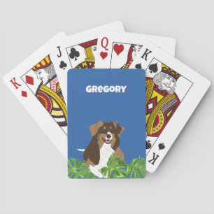 Aussies Australian Shepherd Dogs Tropical Leaves Poker Cards