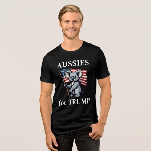 Aussies for Trump Koala Bear American Flag  Tri_Blend Shirt