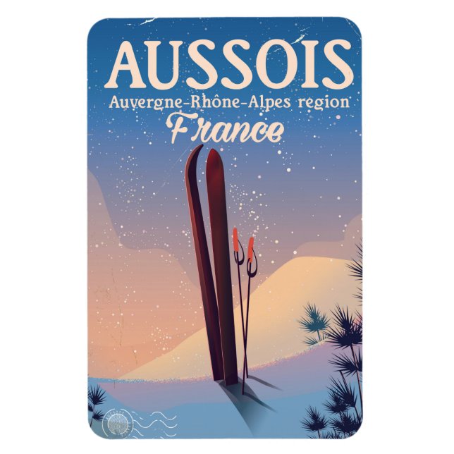 Aussois Auvergne-Rhône-Alpes France ski poster Magnet (Vertical)