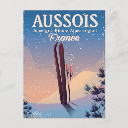Aussois Auvergne_Rhne_Alpes France ski poster Postcard