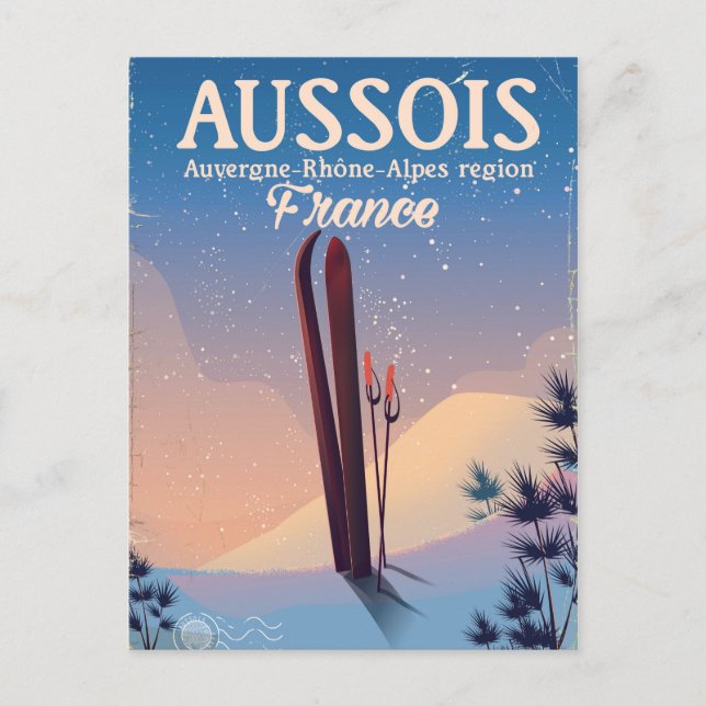 Aussois Auvergne-Rhône-Alpes France ski poster Postcard (Front)
