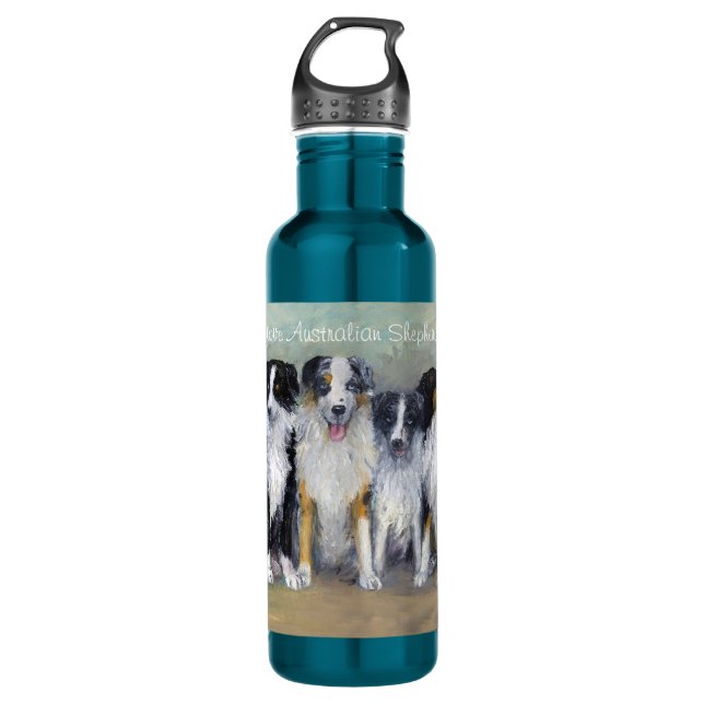 Austalian Shepherds - Pirate & Daughters Stainless Steel Water Bottle (Front)