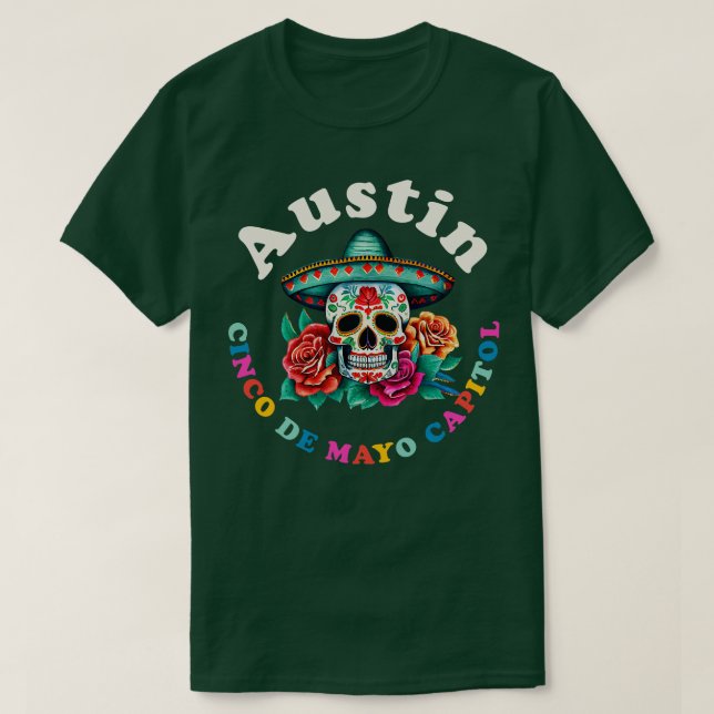 Austin  2023 Sugar Skull Texas T-Shirt (Design Front)