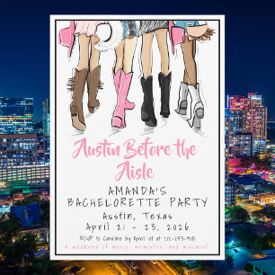 Austin Before the Aisle Bachelorette Party Invitation