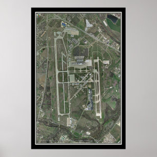 Austin-Bergstrom Intl Airport Texas Satellite Map Poster