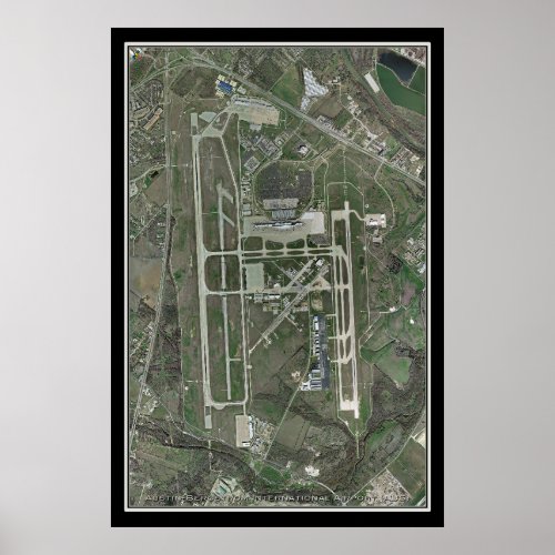 Austin_Bergstrom Intl Airport Texas Satellite Map Poster