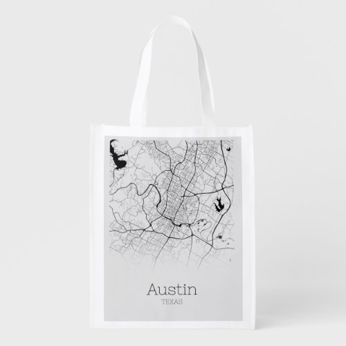 Austin City Map Grocery Bag