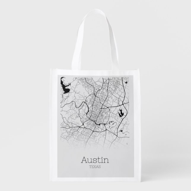 Austin City Map Grocery Bag (Front)