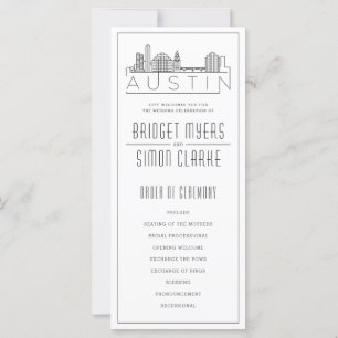 Austin City Stylized Skyline   Wedding Program