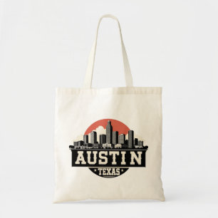 Austin City Texas Skyline Retro Black & White Art Tote Bag