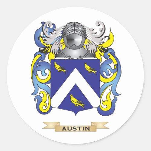 Austin Coat of Arms Family Crest Classic Round Sticker