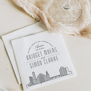 Austin Deco Skyline Wedding Event Napkins