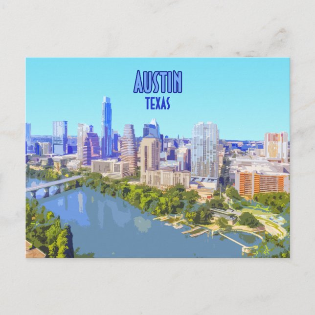 Austin Downtown Texas Vintage Postcard (Front)