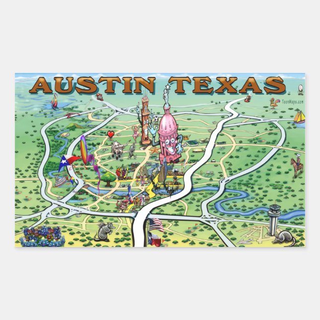 Austin Fun Map Rectangular Sticker (Front)