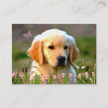 Austin Golden Labrador Puppy Business Card by orsobear at Zazzle