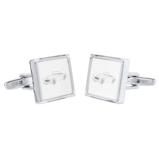 Austin Healey 1960 Silver Cufflinks (Angled)