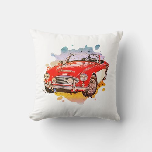 Austin Healey Watercolor Painting  Throw Pillow