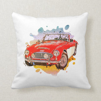 Austin Healey Watercolor Painting Throw Pillow