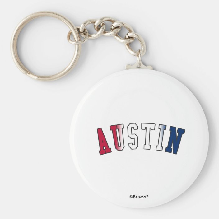 Austin in Texas State Flag Colors Key Chain