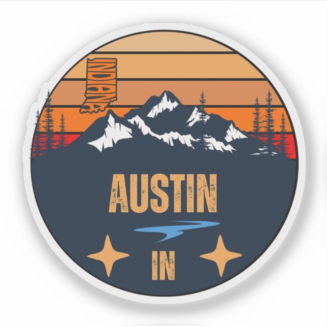 Austin, Indiana Sticker (Front)