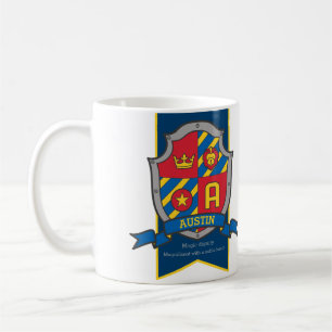 Austin knight shield red blue name meaning A mug