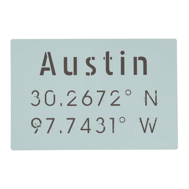 Austin Latitude and Longitude Placemat (Front)