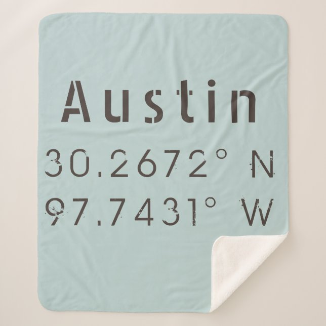 Austin Latitude and Longitude Sherpa Blanket (Front)