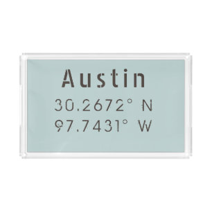 Austin Latitude & Longitude Acrylic Tray