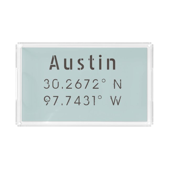Austin Latitude & Longitude Acrylic Tray (Front)