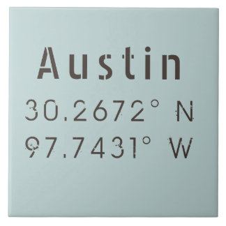 Austin Latitude Longitude Ceramic Tile