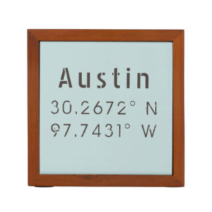 Austin Latitude Longitude Desk Organizer