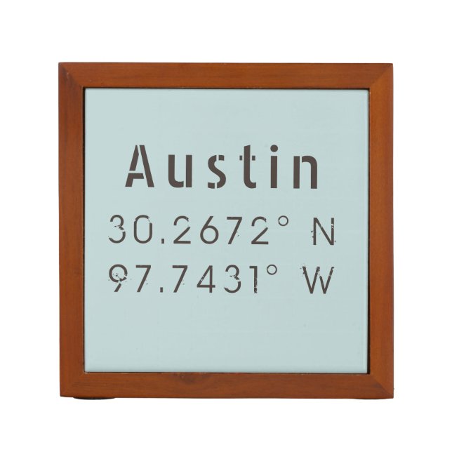 Austin Latitude Longitude Desk Organizer (Front)